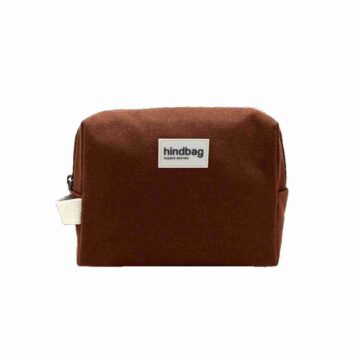 Hindbag toilettas Leon chocolade, van super dik 100% biologisch katoen