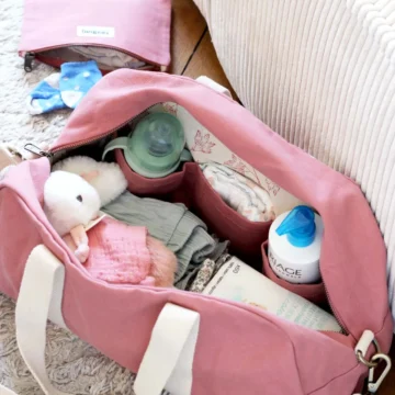 Hindbag luiertas Charlie roze – 100% biologisch katoen