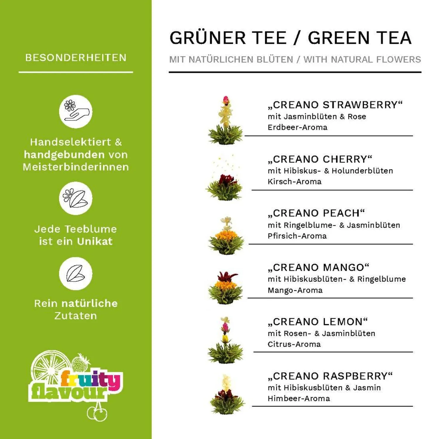 Theedoos hart met 6 thee bloemen