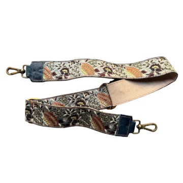 Verstelbare schouderriem voor tas - blauw met bladeren