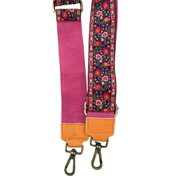 Verstelbare schouderriem voor tas - roze met bloemen