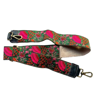 Verstelbare schouderriem voor tas - blauw met bloemen